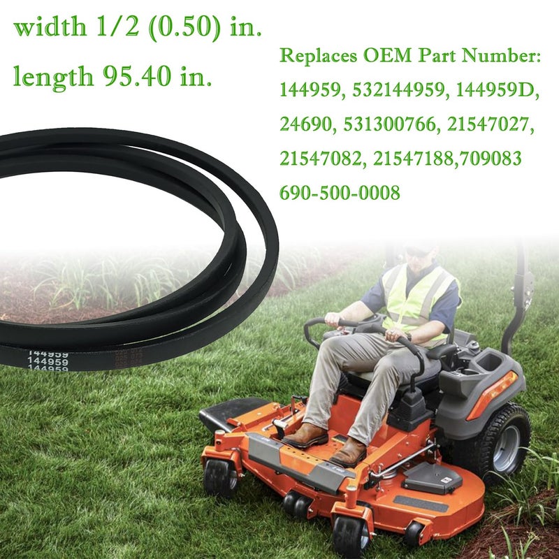 IKSI 144959 Riding Mowers Deck Belt 42" for Craftsman LT1000 LT2000 LT3000 DYT4000 160855 130801 138255 Replaces Husqvarna Poulan AYP Lawn Mower 138255 532144959 532138255 - Image 2